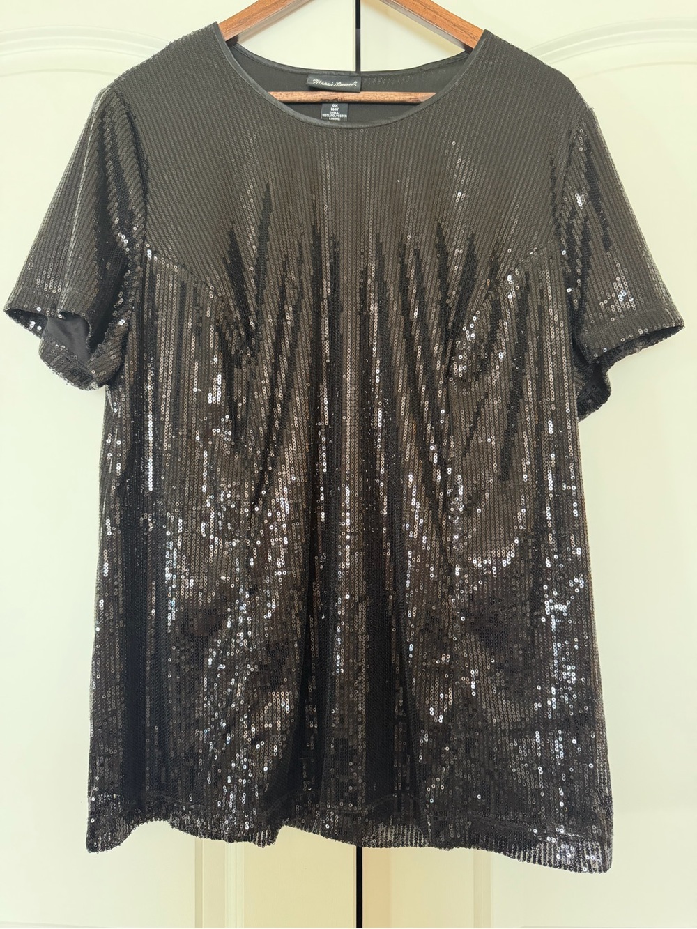 Maggie Barnes Black Sequin Short Sleeve Tee